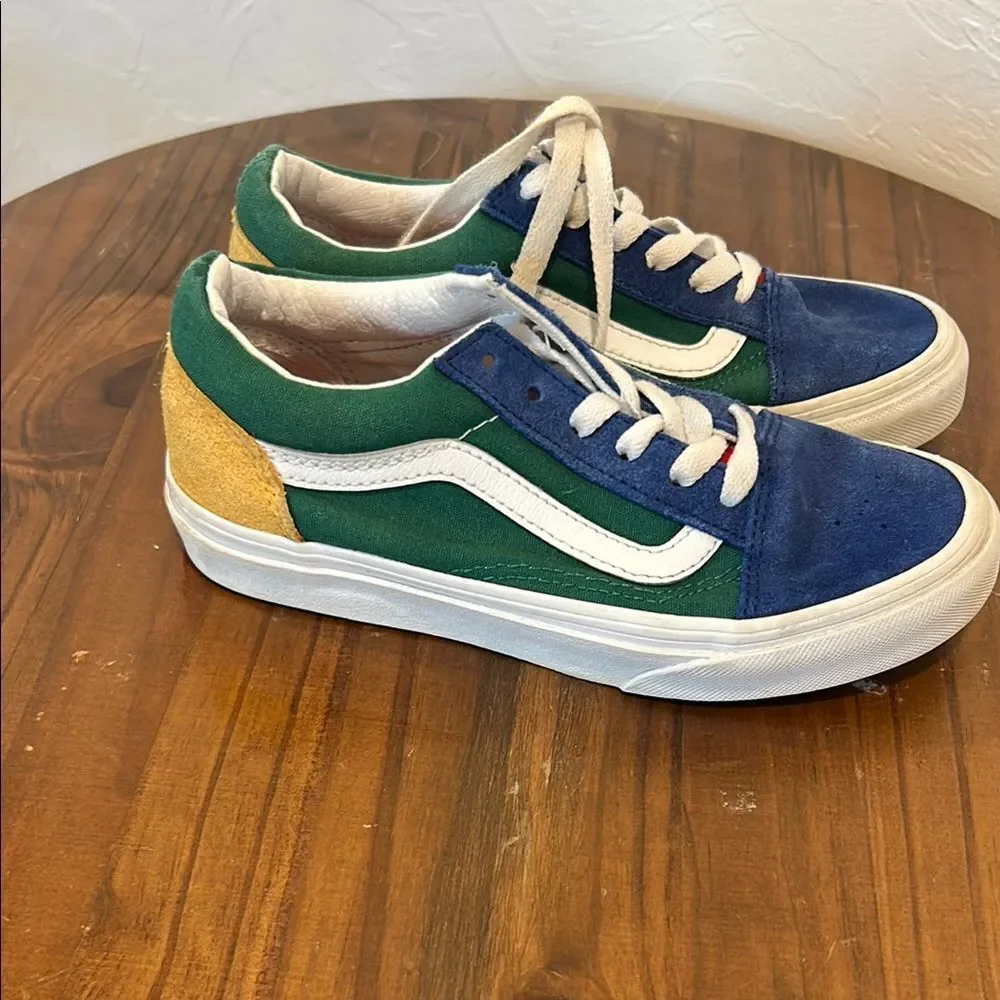 Kids Blue and Green Suede Vans